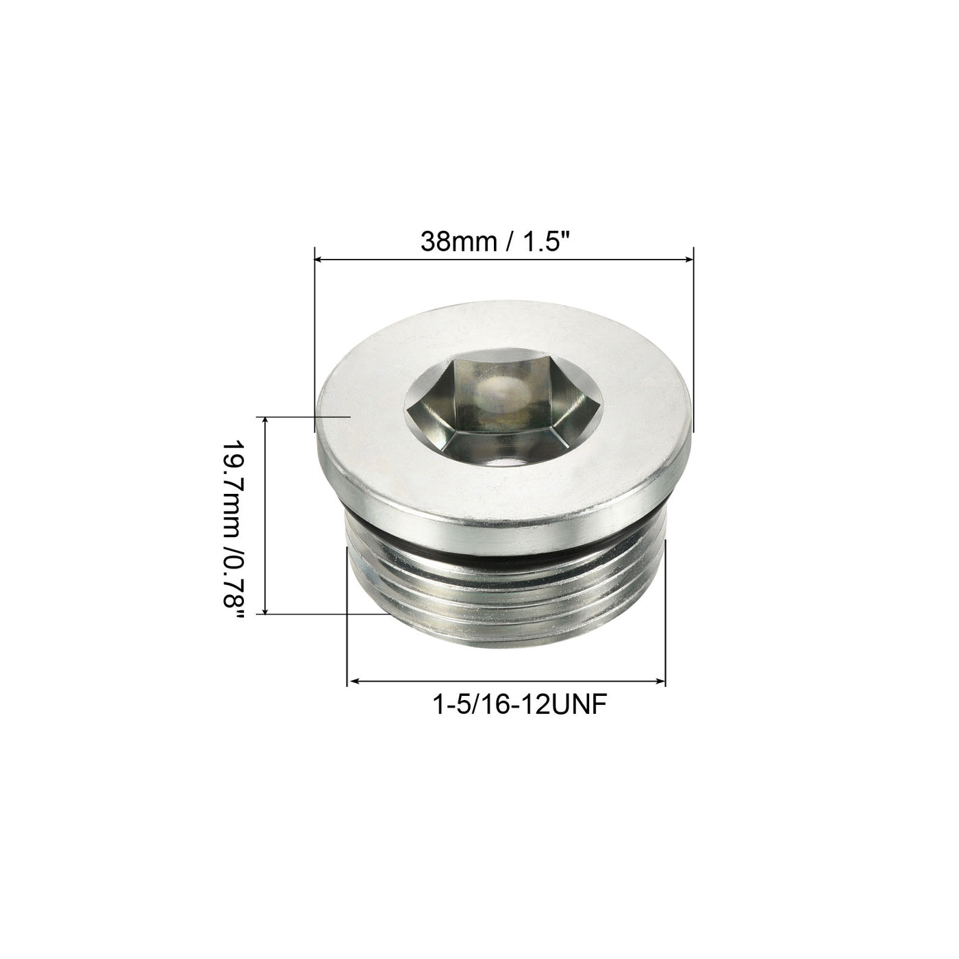 Harfington 1-5/16-12UNF 2Pack Inneres Sechskant Kopf Leitung Fitting Stecker Steckdose 45# Stahl Buchse Stecker mit Dichtungsring für Endverschlüsse