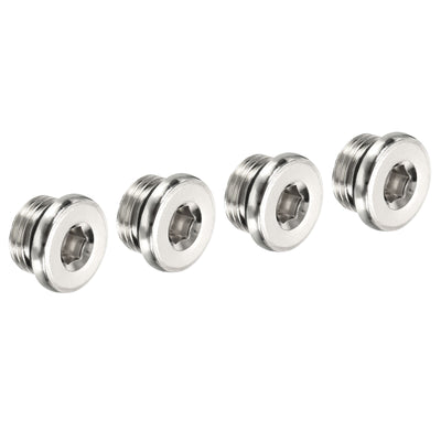 Harfington G1/8 Hex Head Pipe Fitting Plug, 4 Pack Male Thread 45# Steel Plug