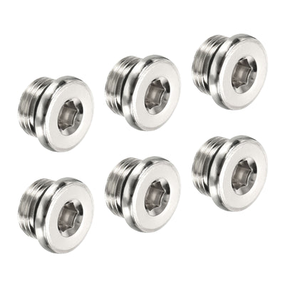 Harfington G1/8 Hex Head Pipe Fitting Plug, 6 Pack Male Thread 45# Steel Plug