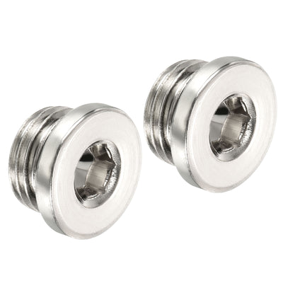 Harfington G1/4 Hex Head Pipe Fitting Plug, 2 Pack Male Thread 45# Steel Plug