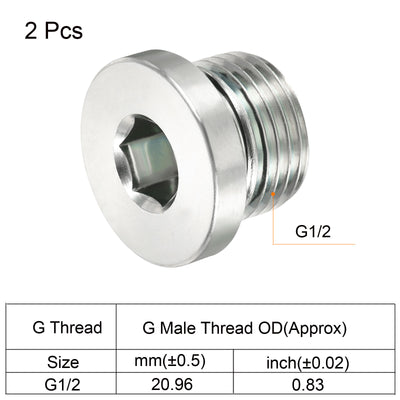 Harfington G1/2 Hex Head Pipe Fitting Plug, 2 Pack Male Thread 45# Steel Plug