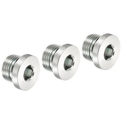 Harfington G1/2 Hex Head Pipe Fitting Plug, 3 Pack Male Thread 45# Steel Plug