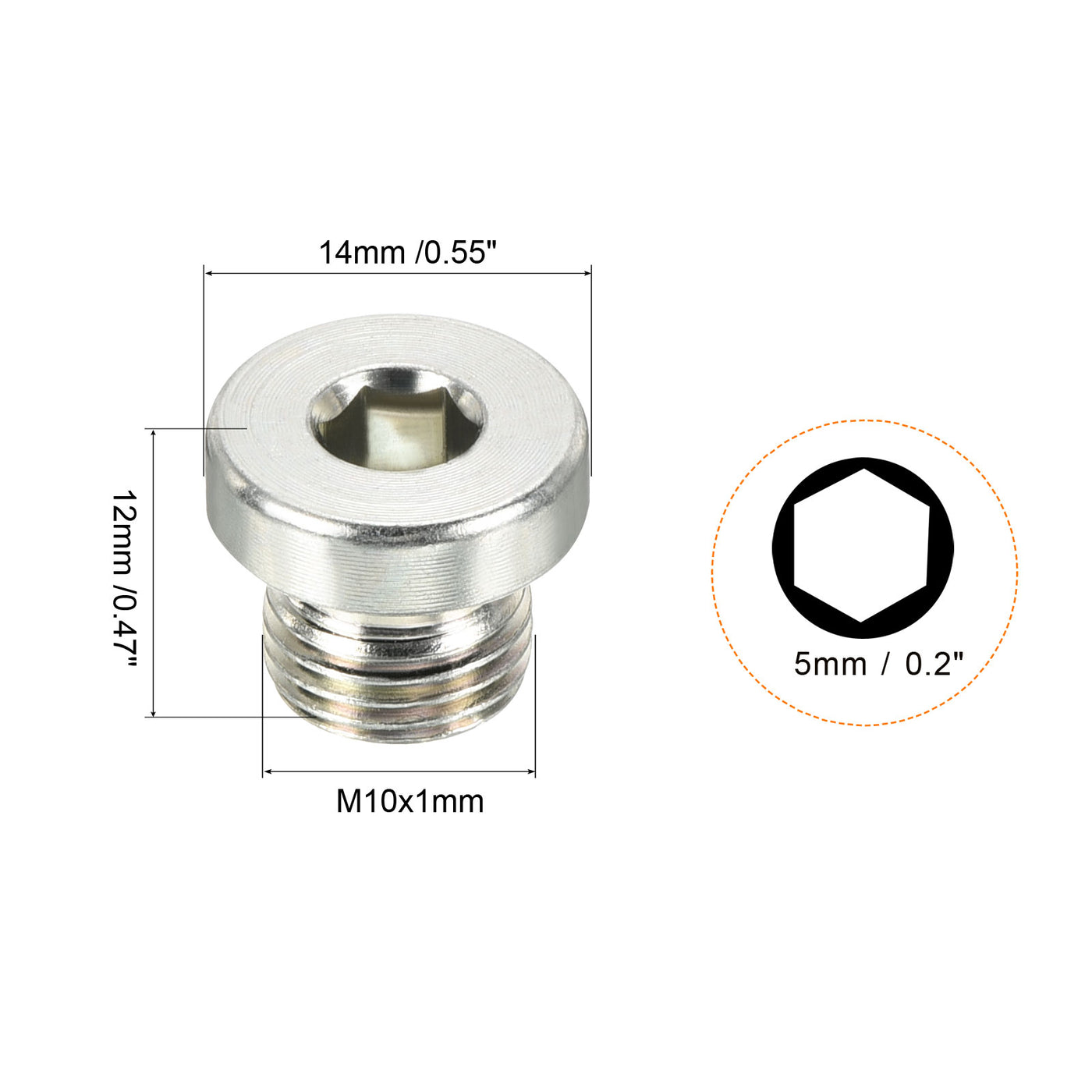 Harfington M10*1 Inneres Sechskant Kopf Leitung Fitting Stecker Steckdose Gewinde 45# Stahl Buchse Stecker mit Dichtungsring für Endverschlüsse