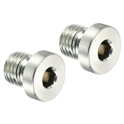 Harfington M12*1.5 Hex Head Pipe Fitting Plug, 2 Pack Male Thread 45# Steel Plug