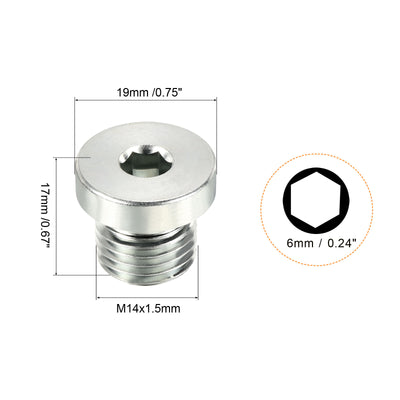 Harfington M14*1.5 2Pack Inneres Sechskant Kopf Leitung Fitting Stecker Steckdose 45# Stahl Buchse Stecker mit Dichtungsring für Endverschlüsse