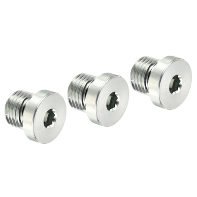 Harfington M14*1.5 Hex Head Pipe Fitting Plug, 3 Pack Male Thread 45# Steel Plug