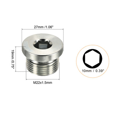 Harfington M22*1.5 Inneres Sechskant Kopf Leitung Fitting Stecker Steckdose Gewinde 45# Stahl Buchse Stecker mit Dichtungsring für Endverschlüsse