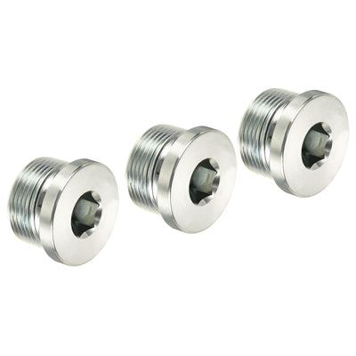 Harfington M27*1.5 Hex Head Pipe Fitting Plug, 3 Pack Male Thread 45# Steel Plug