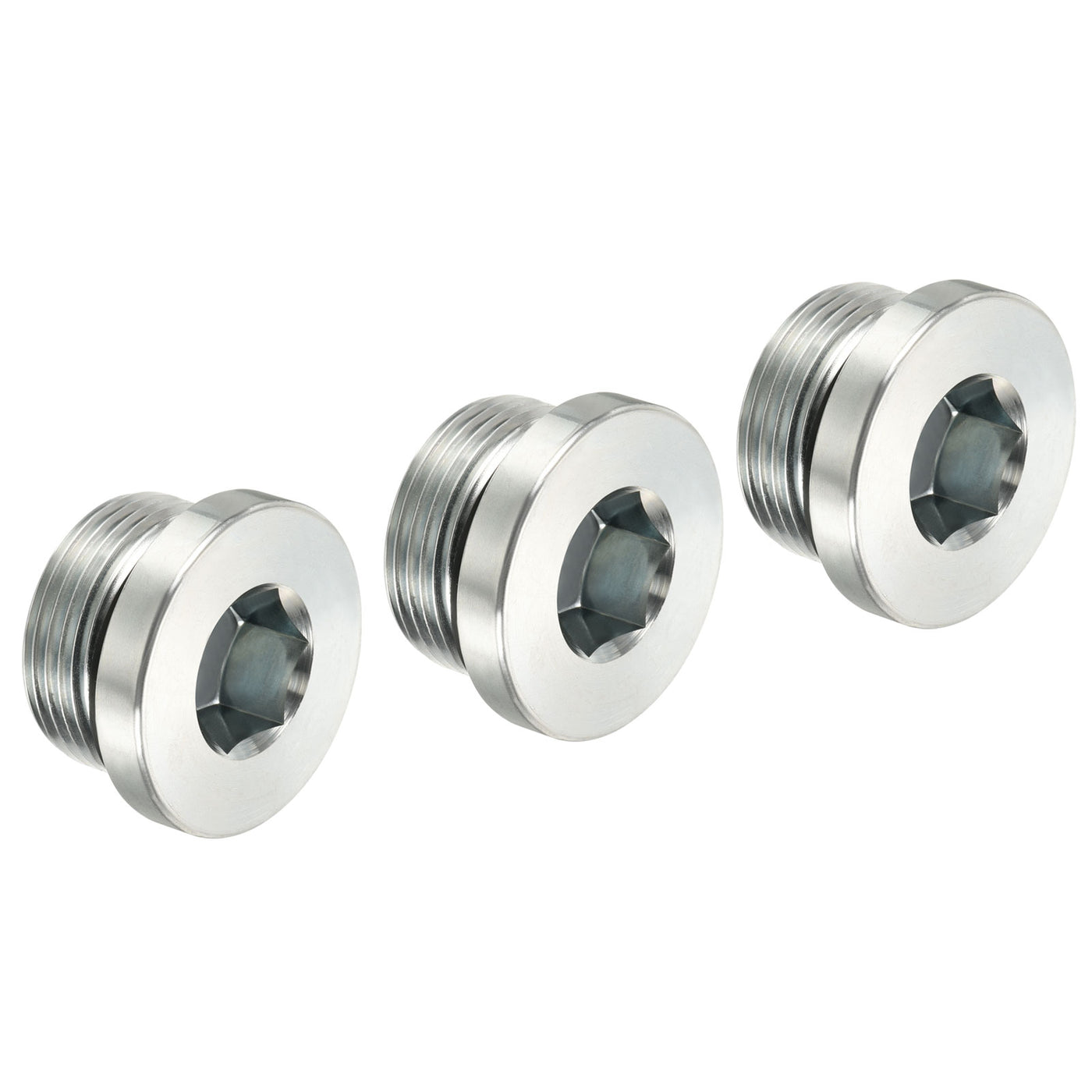 Harfington M33*2 Hex Head Pipe Fitting Plug, 3 Pack Male Thread 45# Steel Plug