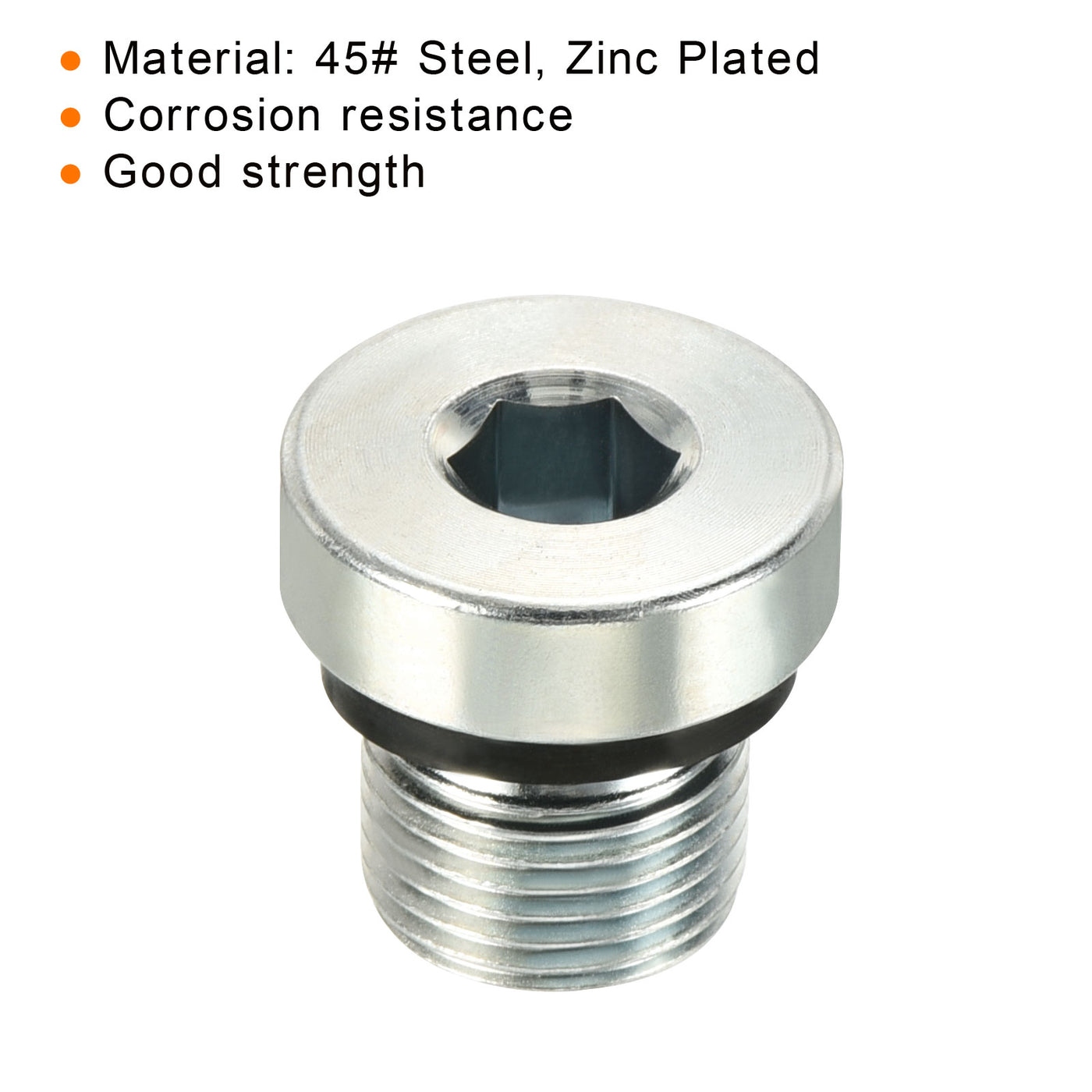 Harfington M12*1 Hex Head Pipe Fitting Plug, Male Thread 45# Steel Plug