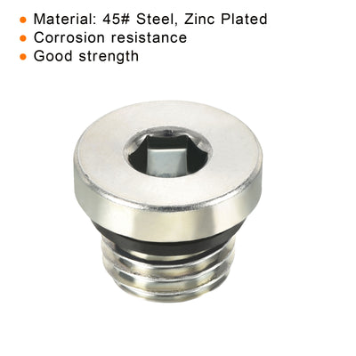 Harfington M16*2 Hex Head Pipe Fitting Plug, Male Thread 45# Steel Plug