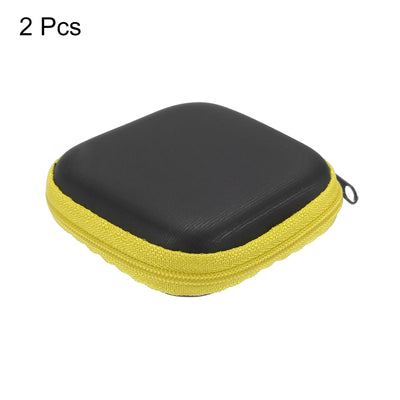 Harfington Packung von 2 Tragbare Speicher Tragetasche Stoßfest für Festplatte Ohrhörer USB-Kabel 2,95 x 2,95 x 1,18 Zoll Quadrat Gelb