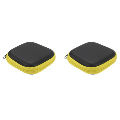 Harfington Packung von 2 Tragbare Speicher Tragetasche Stoßfest für Festplatte Ohrhörer USB-Kabel 2,95 x 2,95 x 1,18 Zoll Quadrat Gelb