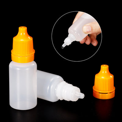 Harfington 10ml Liquid Dropper Bottle, 20 Pack PE Squeezable Dropping Eye Dropper Container with PP Cap for Home Travel, Yellow