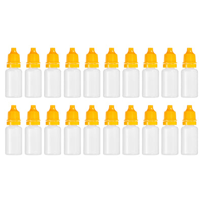 Harfington 10ml Liquid Dropper Bottle, 20 Pack PE Squeezable Dropping Eye Dropper Container with PP Cap for Home Travel, Yellow