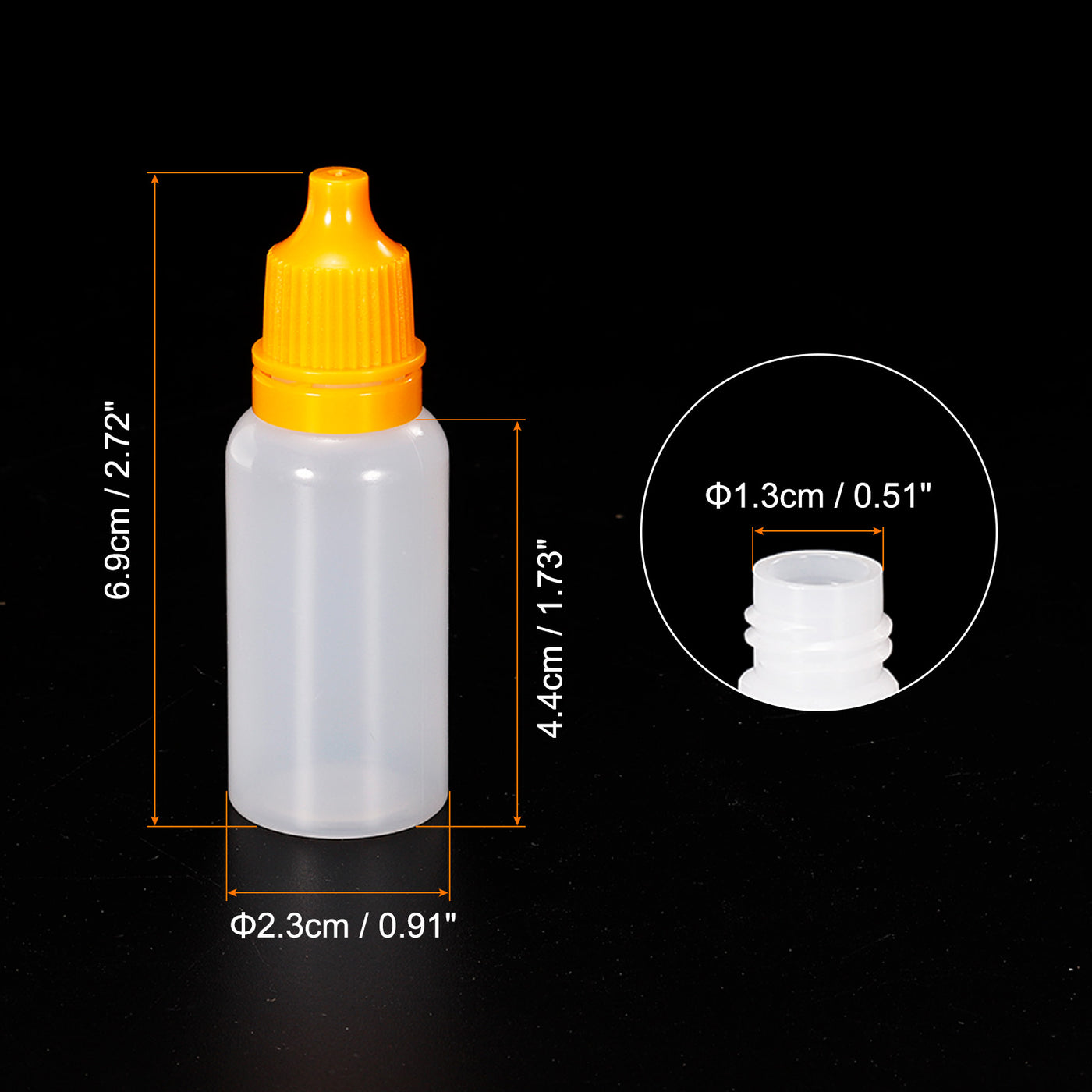 Harfington 15ml Liquid Dropper Bottle, 20 Pack PE Squeezable Dropping Eye Dropper Container with PP Cap for Home Travel, Yellow