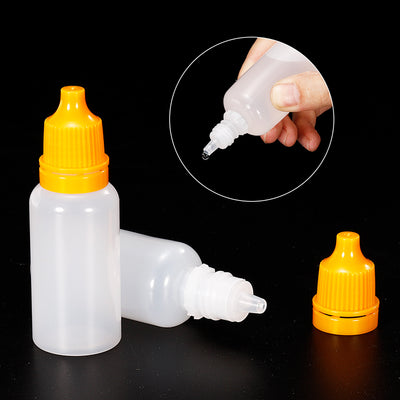 Harfington 15ml Liquid Dropper Bottle, 20 Pack PE Squeezable Dropping Eye Dropper Container with PP Cap for Home Travel, Yellow