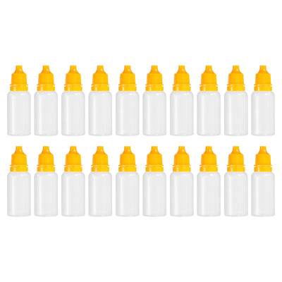 Harfington 15ml Liquid Dropper Bottle, 20 Pack PE Squeezable Dropping Eye Dropper Container with PP Cap for Home Travel, Yellow