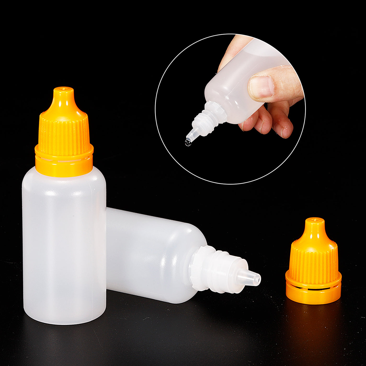 Harfington 20ml Liquid Dropper Bottle, 20 Pack PE Squeezable Dropping Eye Dropper Container with PP Cap for Home Travel, Yellow