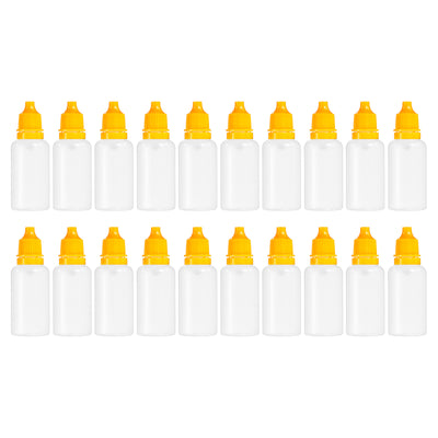 Harfington 20ml Liquid Dropper Bottle, 20 Pack PE Squeezable Dropping Eye Dropper Container with PP Cap for Home Travel, Yellow