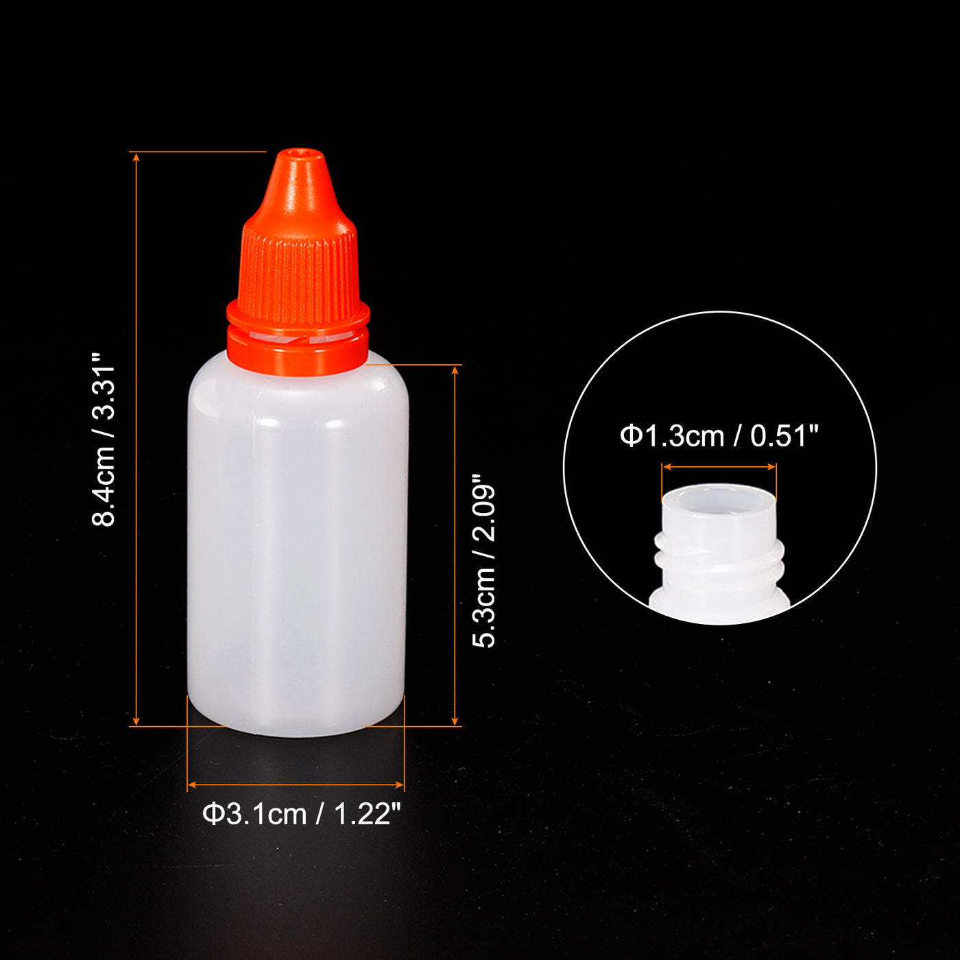 Harfington 30ml Liquid Dropper Bottle, 20 Pack PE Squeezable Dropping Eye Dropper Container with PP Cap for Home Travel, Orange