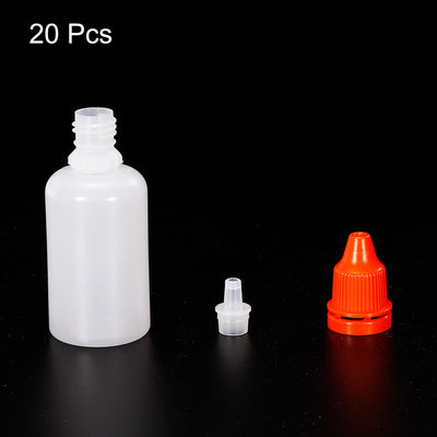 Harfington 30ml Liquid Dropper Bottle, 20 Pack PE Squeezable Dropping Eye Dropper Container with PP Cap for Home Travel, Orange