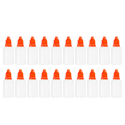 Harfington 30ml Liquid Dropper Bottle, 20 Pack PE Squeezable Dropping Eye Dropper Container with PP Cap for Home Travel, Orange