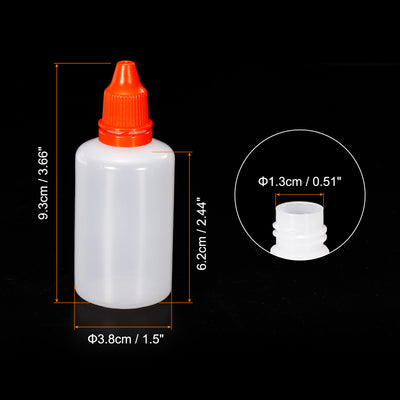 Harfington 50ml Liquid Dropper Bottle, 10 Pack PE Squeezable Dropping Eye Dropper Container with PP Cap for Home Travel, Orange