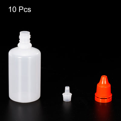 Harfington 50ml Liquid Dropper Bottle, 10 Pack PE Squeezable Dropping Eye Dropper Container with PP Cap for Home Travel, Orange