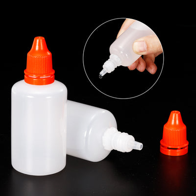 Harfington 50ml Liquid Dropper Bottle, 10 Pack PE Squeezable Dropping Eye Dropper Container with PP Cap for Home Travel, Orange