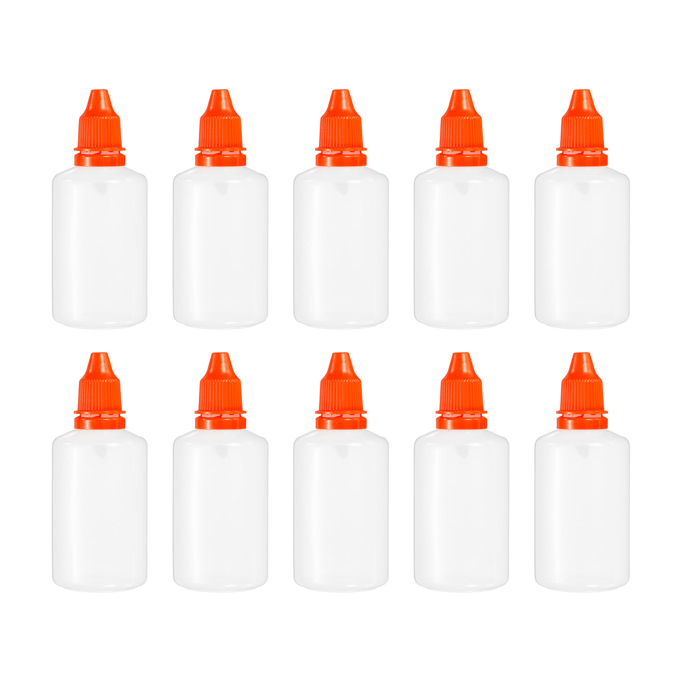 Harfington 50ml Liquid Dropper Bottle, 10 Pack PE Squeezable Dropping Eye Dropper Container with PP Cap for Home Travel, Orange