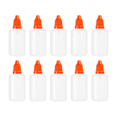 Harfington 50ml Liquid Dropper Bottle, 10 Pack PE Squeezable Dropping Eye Dropper Container with PP Cap for Home Travel, Orange