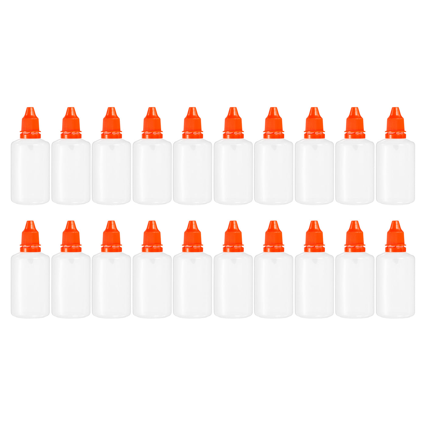 Harfington 50ml Liquid Dropper Bottle, 20 Pack PE Squeezable Dropping Eye Dropper Container with PP Cap for Home Travel, Orange