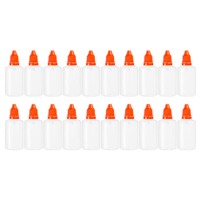 Harfington 50ml Liquid Dropper Bottle, 20 Pack PE Squeezable Dropping Eye Dropper Container with PP Cap for Home Travel, Orange