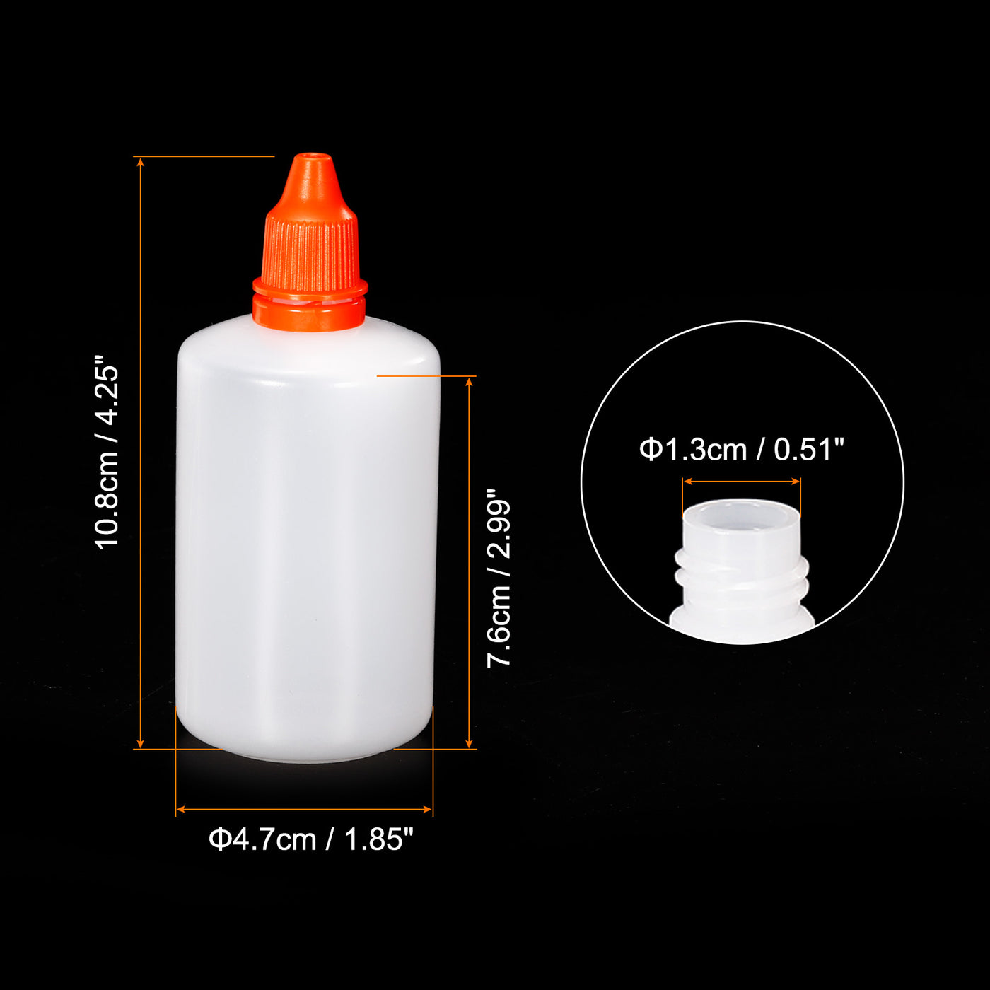 Harfington 100ml Liquid Dropper Bottle, 20 Pack PE Squeezable Dropping Eye Dropper Container with PP Cap for Home Travel, Orange