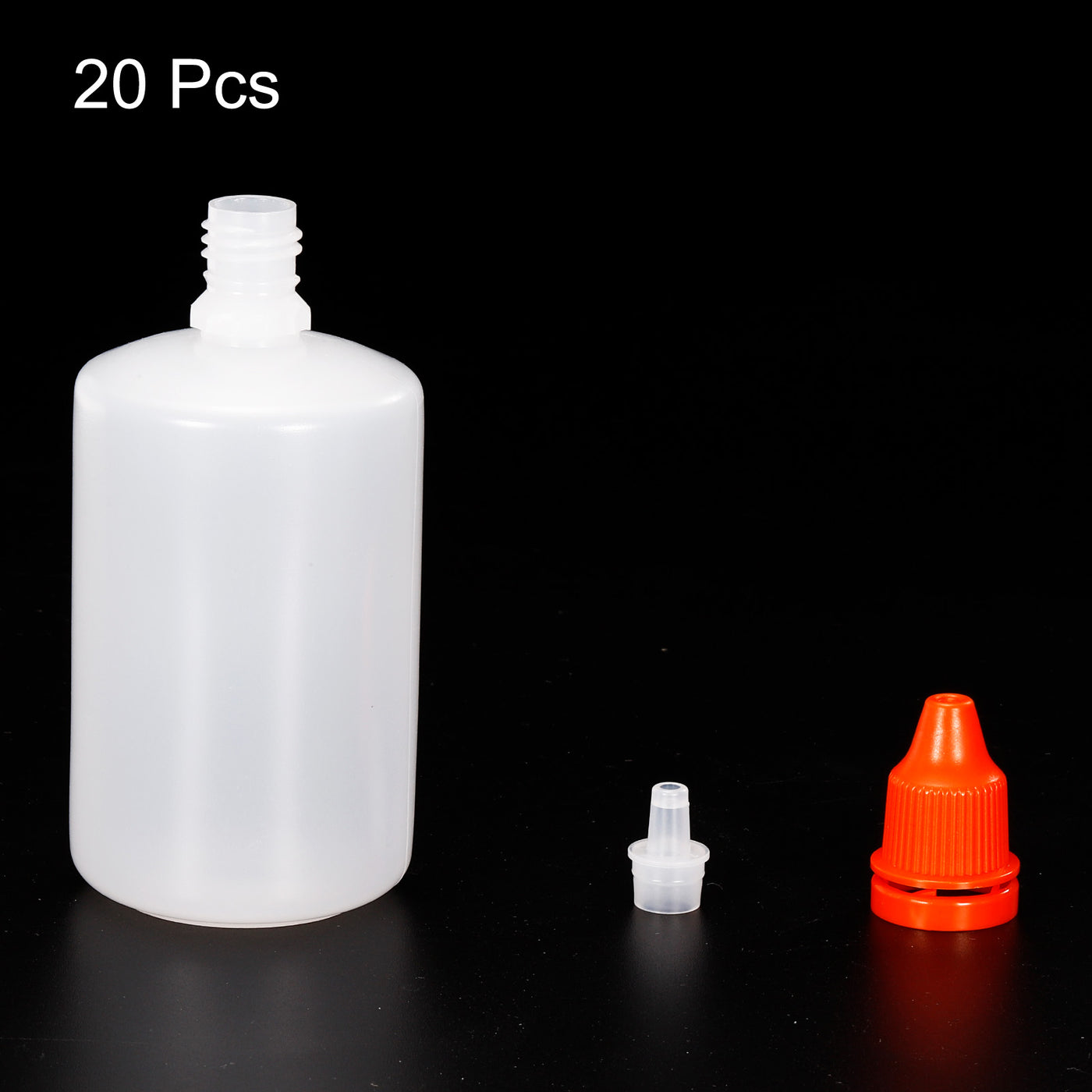 Harfington 100ml Liquid Dropper Bottle, 20 Pack PE Squeezable Dropping Eye Dropper Container with PP Cap for Home Travel, Orange