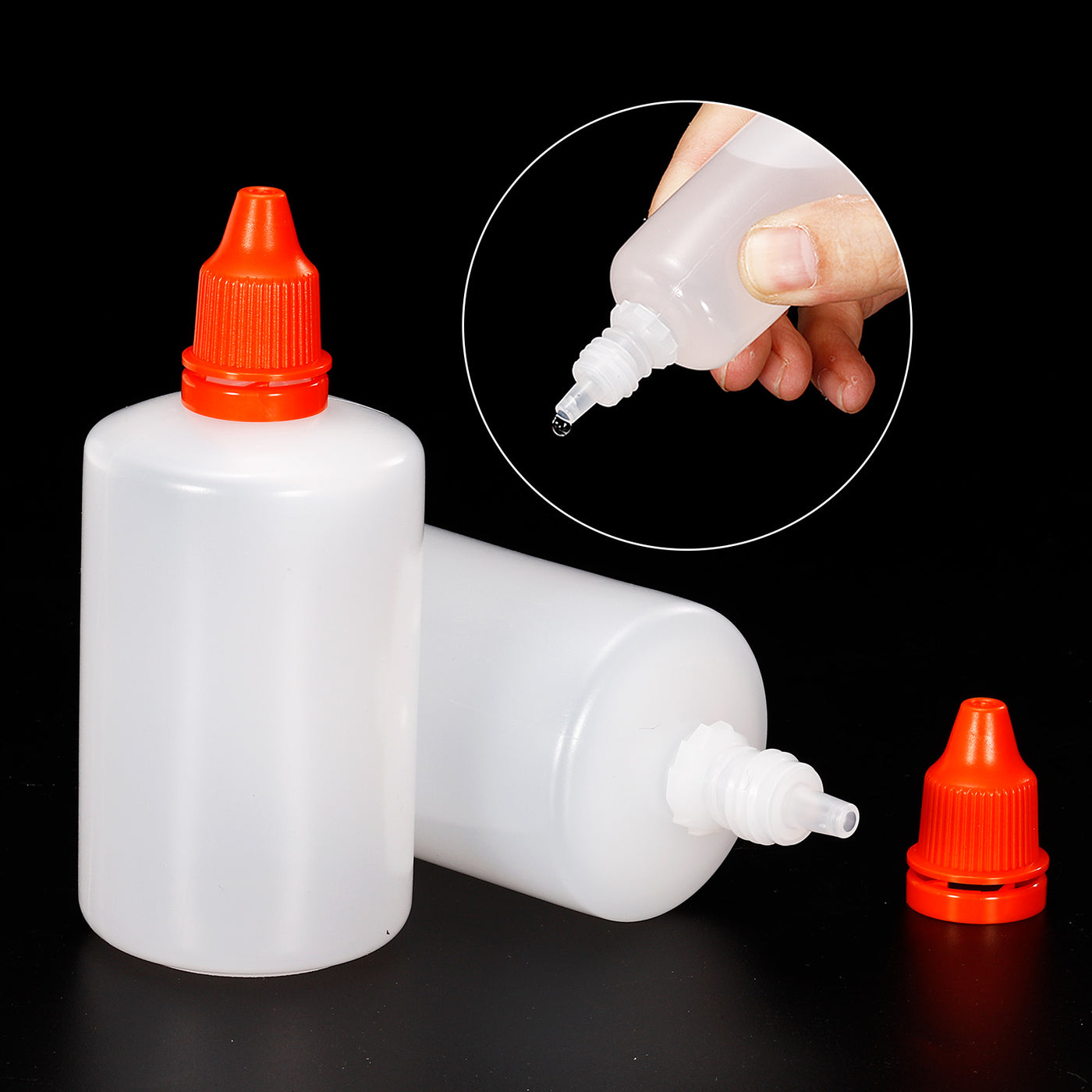 Harfington 100ml Liquid Dropper Bottle, 20 Pack PE Squeezable Dropping Eye Dropper Container with PP Cap for Home Travel, Orange