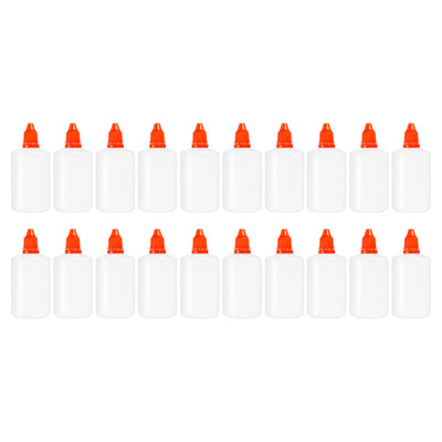 Harfington 100ml Liquid Dropper Bottle, 20 Pack PE Squeezable Dropping Eye Dropper Container with PP Cap for Home Travel, Orange