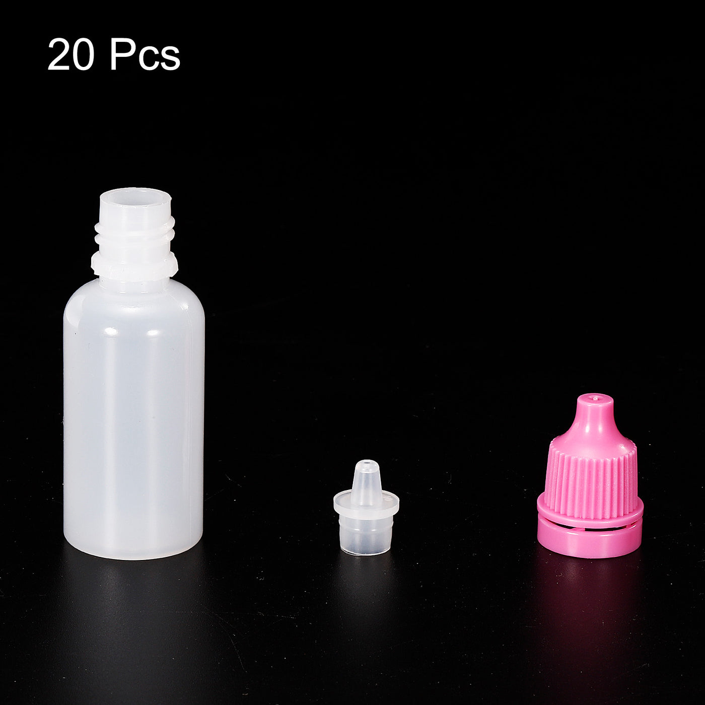 Harfington 15ml Liquid Dropper Bottle, 20 Pack PE Squeezable Dropping Eye Dropper Container with PP Cap for Home Travel, Pink