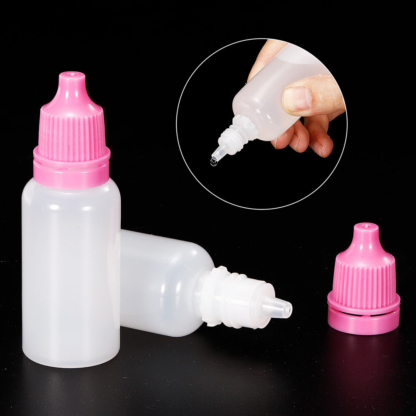 Harfington 15ml Liquid Dropper Bottle, 20 Pack PE Squeezable Dropping Eye Dropper Container with PP Cap for Home Travel, Pink