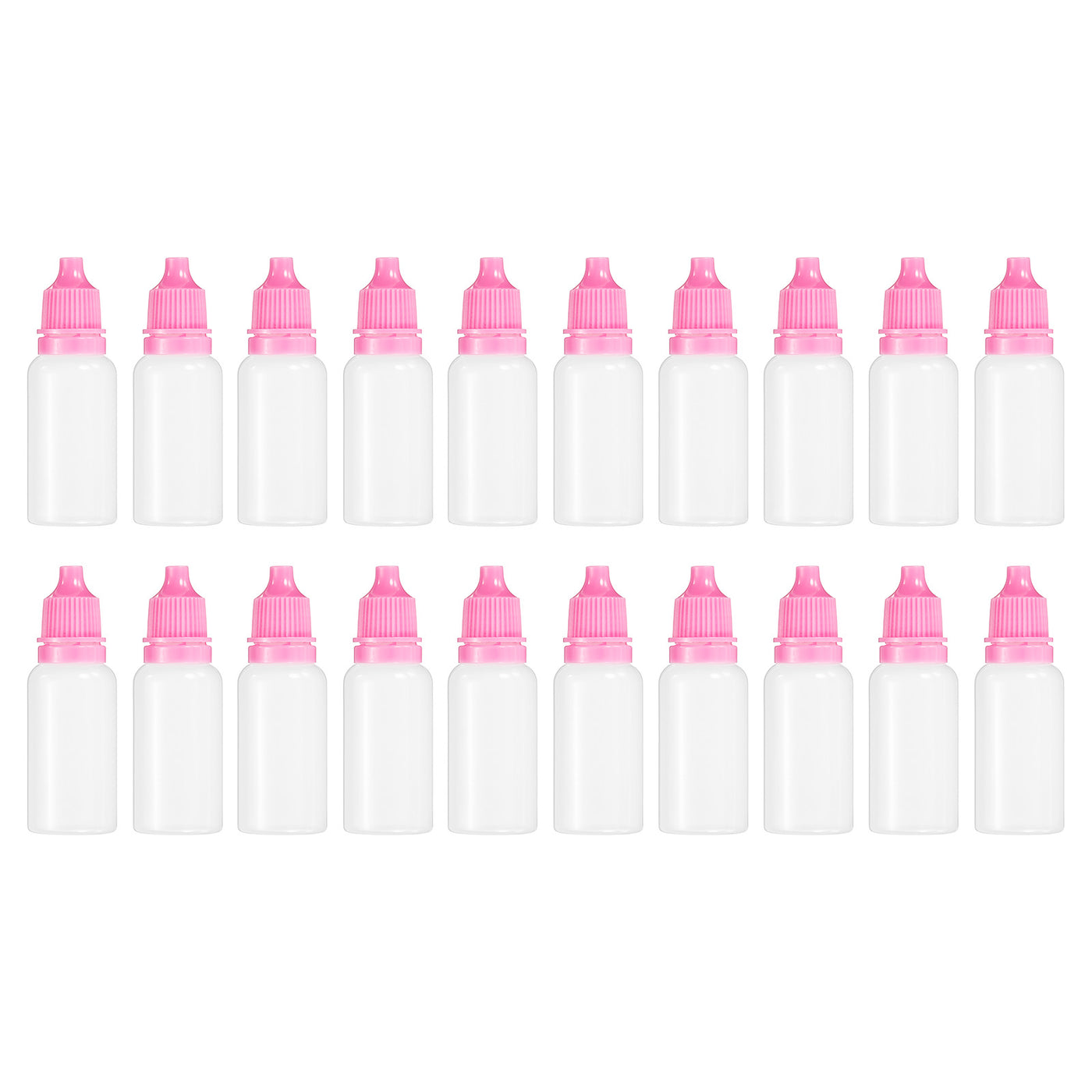 Harfington 15ml Liquid Dropper Bottle, 20 Pack PE Squeezable Dropping Eye Dropper Container with PP Cap for Home Travel, Pink