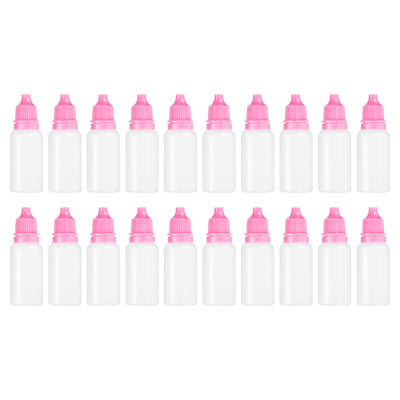 Harfington 15ml Liquid Dropper Bottle, 20 Pack PE Squeezable Dropping Eye Dropper Container with PP Cap for Home Travel, Pink