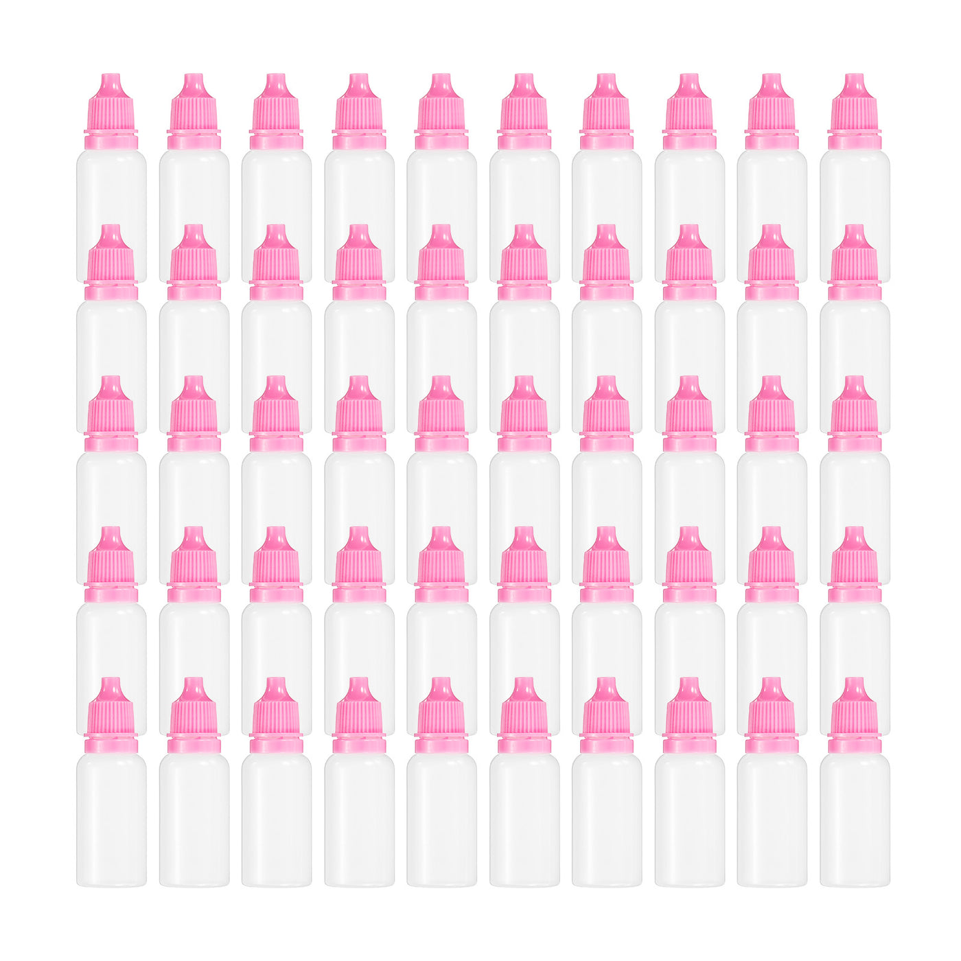 Harfington 15ml Liquid Dropper Bottle, 50 Pack PE Squeezable Dropping Eye Dropper Container with PP Cap for Home Travel, Pink