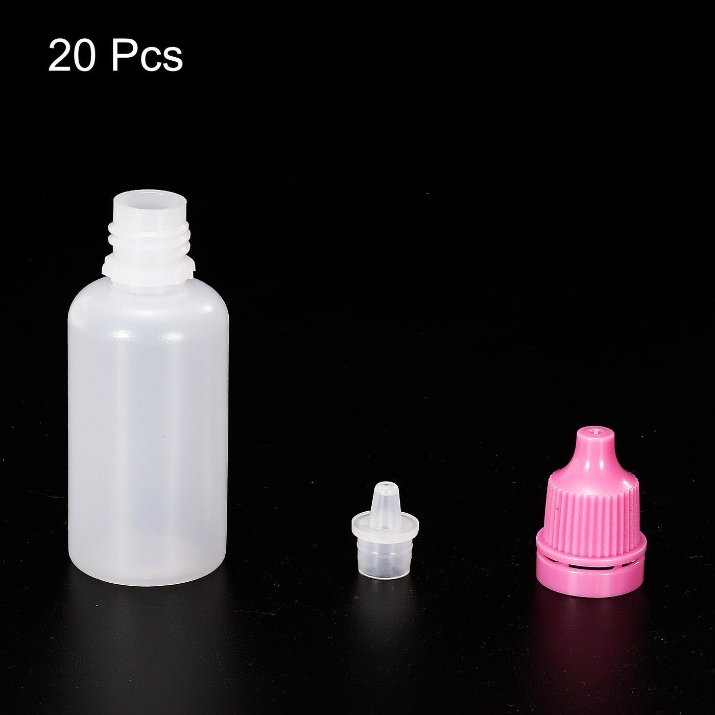 Harfington 20ml Liquid Dropper Bottle, 20 Pack PE Squeezable Dropping Eye Dropper Container with PP Cap for Home Travel, Pink