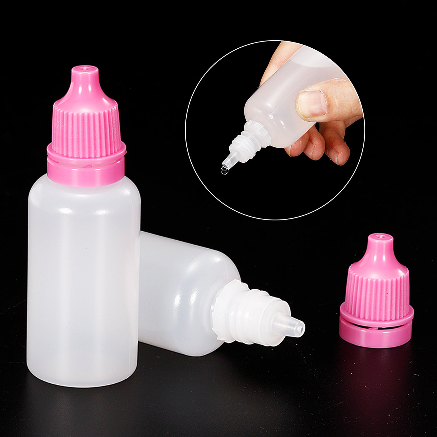 Harfington 20ml Liquid Dropper Bottle, 20 Pack PE Squeezable Dropping Eye Dropper Container with PP Cap for Home Travel, Pink