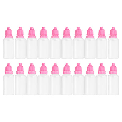 Harfington 20ml Liquid Dropper Bottle, 20 Pack PE Squeezable Dropping Eye Dropper Container with PP Cap for Home Travel, Pink