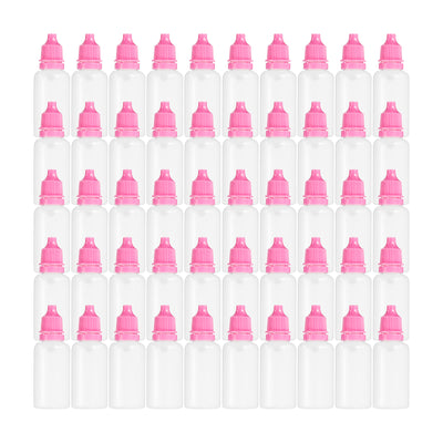 Harfington 20ml Liquid Dropper Bottle, 50 Pack PE Squeezable Dropping Eye Dropper Container with PP Cap for Home Travel, Pink