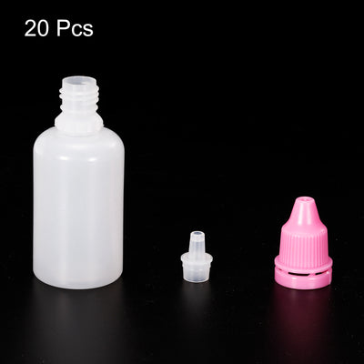 Harfington 30ml Liquid Dropper Bottle, 20 Pack PE Squeezable Dropping Eye Dropper Container with PP Cap for Home Travel, Pink