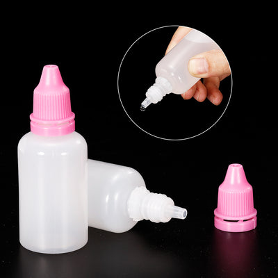 Harfington 30ml Liquid Dropper Bottle, 20 Pack PE Squeezable Dropping Eye Dropper Container with PP Cap for Home Travel, Pink