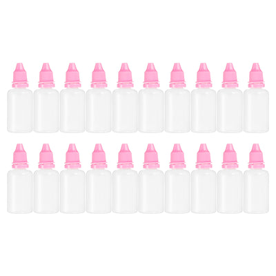 Harfington 30ml Liquid Dropper Bottle, 20 Pack PE Squeezable Dropping Eye Dropper Container with PP Cap for Home Travel, Pink